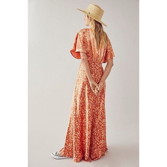 New Free People Beatrice Printed Maxi Dress Size 2 - Picture 1 of 9